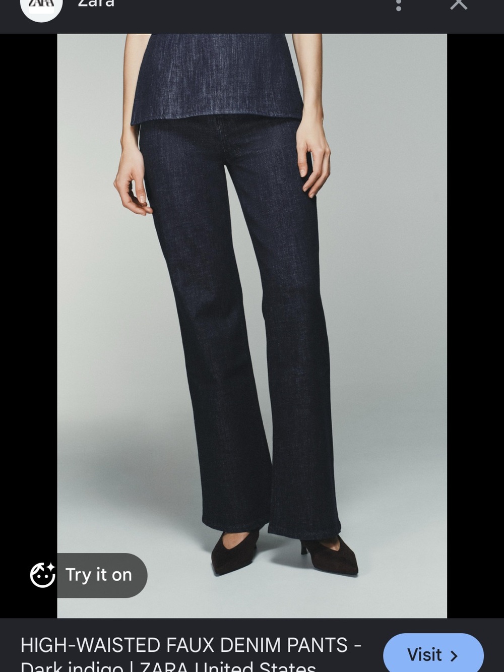 Zara Dark Indigo Flared High-Waisted Jeans